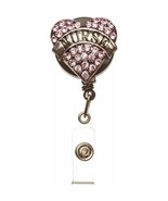 Badge Holder-Nurse-Crystal Heart - Rose - $234.05 MXN