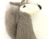 Silver Tree Wooly Felted Fox With Bushy Tail  Christmas Ornament Gray  - $8.30