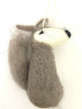 Silver Tree Wooly Felted Fox With Bushy Tail  Christmas Ornament Gray  - £5.91 GBP