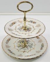 *Y) Avon by Wood &amp; Sons Alpine White Ironstone 2 Tier Gilded Cake Plate - $19.79