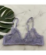 Savage Fenty Womens Bralette Bra Size L Pastel Purple Rhinestones Sheer - $16.82