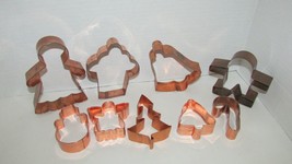 Lot 9 copper cookie cutters LARGE bell gingerbread man woman Christmas tree cane - £10.98 GBP