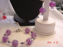 Purple Disco Ball - Bracelet &amp; Earring Set - Adult  - £11.98 GBP