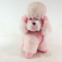 Pink Poodle Plush Dog with Silver Sparkle Collar Stuffed Animal Fluffy Soft - £27.23 GBP
