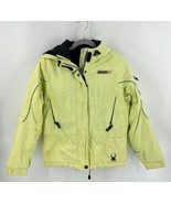 Spyder Ski Coat Kids Size 14 Neon Yellow Zip Up Winter Jacket Snowboarding - £62.38 GBP
