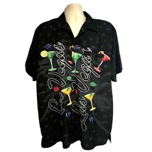 Las Vegas Mens Hawaiian Black Button Up Shirt XL Welt Pocket Cocktails Dice - £39.41 GBP