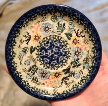 Polish Pottery 4.5&quot; Teacup Saucer Plate Unikat Signed B Makiela Floral - £9.09 GBP