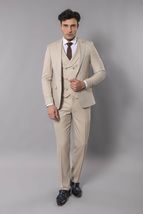 Men 3pc Shawl Model Vested Suit WESSI J.VALINTIN Extra Slim JV11 Tan TURKEY USA image 2