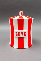 Jonathan Adler Vice Collection Love Red White Striped Ceramic Canister Jar - £511.30 GBP