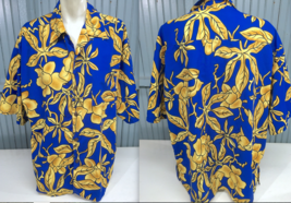 Hawaiian Vintage Collection Bright Floral Mens XL Poly Button Tropical Shirt - $15.19