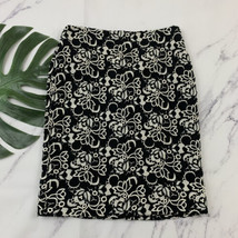 Talbots Lace Pencil Skirt Size 4 Black White Crochet Floral Knee Length - $22.76