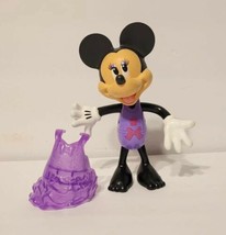 Disney Minnie Mouse Purple 5.5&quot; Action Figure + Snap On Dress Mattel 2011 EUC! - £8.64 GBP