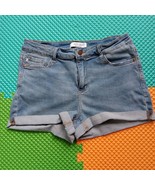 Judy Blue Mid Rise Blue Cuffed Denim Shorts Women’s Large Stretch - $33.52 CAD