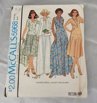 McCall&#39;s 5968, Vintage 1978 sewing pattern, Dress, jacket and scarf - $19.34