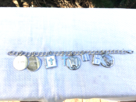 Sterling Silver Charm Bracelet With 8 All Religious Charms Religious Jewelry VTG - £51.04 GBP