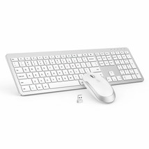 Wireless Keyboard and Mouse Combo - Full Size Slim Thin Wireless Keyboard Mouse  - £50.28 GBP