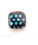 BLUE GREEN Art Glass PENDANT in STERLING Silver - Artisan created - $45.00