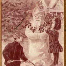A Merry Christmas Santa Claus Snowman Holly 1908 DB Postcard E12 - £11.50 GBP