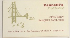 Vannelli&#39;s Seafood Restaurant Vintage Business Card San Francisco Califo... - £3.10 GBP