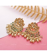 VernioQ Trends-Traditional Chandbali Style Gold Plated Pachi Kundan Earr... - $104.05 CAD