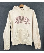 Abercrombie &amp; Fitch Women&#39;s Cream Hoodie Sweatshirt SMALL Pullover - £13.62 GBP