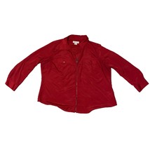 MICHAEL Michael Kors Women’s Solid Red Zip Up Collared Blouse Plus Size 3X - $23.17