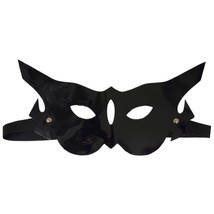 Vinyl Cat Eye Mask Masquerade Elastic Strap Black Costume Halloween V1004D - £10.05 GBP