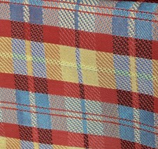Multicolor Plaid Squares Drapery Upholstery Woven Fabric 58&quot; Wide By The Yard - £2.80 GBP