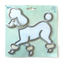 Simplicity Large Poodle Embroidered Iron On Appliqye Logo Patch 6 x 6 in White - £8.68 GBP