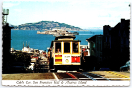Cable Car, San Francisco Hill, and Alcatraz Island California Vintage Postcard - $4.38