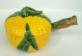 Vintage Majolica Corn on the Cob Soup Tureen Bowl with Lid &amp; Handle (A) ... - £18.93 GBP