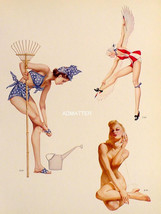 Vargas Sexy Hot Ladies! 2-Sided Pin-up 4 Girls from 1941 Varga Paintings - $15.83