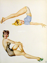 Vargas 2 Sided 9 X12 Pinup Girl 5 Sexy Gals Exercising From 1944 Varga Paintings! - £10.04 GBP