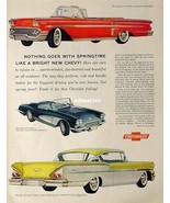 1958 Rare Chevy Car Ad Corvette Convertible Impala Bel Air - $11.87