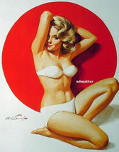 Arthur Sarnoff Pin-up Girl Poster Print Fire Hot White Bikini! - £7.90 GBP