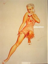 George Petty Sexy Pin-up Girl Poster Talking on Phone in Pink Lingerie 8... - £7.89 GBP