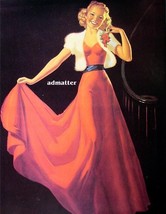 K.O. Munson Pin-up Girl 9X12 Book Plate Elegant Red Dress - $7.91