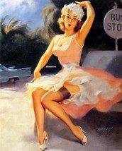 Bill Medcalf Pinup Girl 8 X10 Poster Sexy Pink Dress Bus Stop Photo Art Print! - $8.90