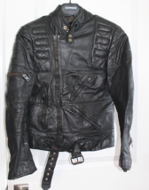Harley- Davidson Vintage Black Leather Belted Biker Jacket Coat Men&#39;s 48... - £54.30 GBP