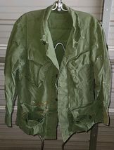 VTG Military Olive Drab OD Green Button Front Field Shirt Combat Coat - $15.99