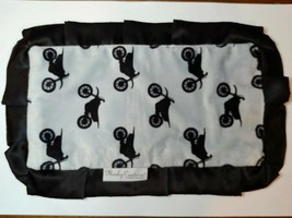 Minky Couture ~ Baby Boy/Girl Security Blanket 20&quot;x12 Black White Motorc... - $29.41