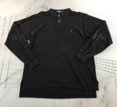 Polo Ralph Lauren Rugby Shirt Mens Large Black Cotton Long Sleeve Collared - £27.24 GBP