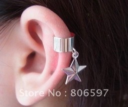 925 Sterling Silver 1pc STAR 1pc SMILEY face Cartilage Ear Cuff Wrap Clip On - £8.81 GBP