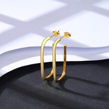 Earrings Women&#39;s 925 Sterling Silver Plated Gold Ear Ring Elegant Fashion Person - £21.39 GBP