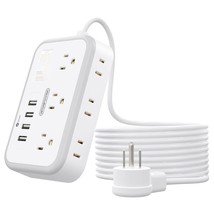 Extension Cord 10 ft, Power Strip with 6 Widely Spaced Outlet 4 USB Ports, Overl - £31.12 GBP