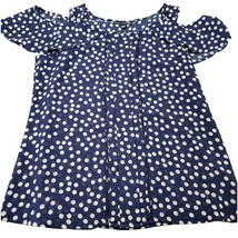 Zac Rachel Women Shirt Size M Blue Preppy Cold Shoulder Cap Sleeves Round Neck - £13.55 GBP