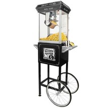 FunTime FT454CB 4oz Black Popcorn Popper Machine Maker Cart Vintage Style - £290.53 GBP