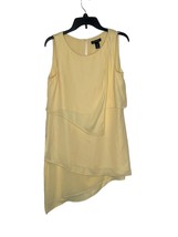 WHBM Women&#39;s Top Tank Lined Tiered Tunic Asymmetrical Sleeveless Yellow Small - £15.76 GBP