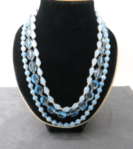 Loft by Anne Klein Multi Strand Beaded Necklace Acrylic and Blue Glass AB Flash - £7.82 GBP