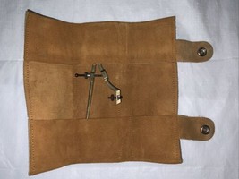 Drafting Bow Vtg Compass With Folding Leather Case Pouch  - $24.74